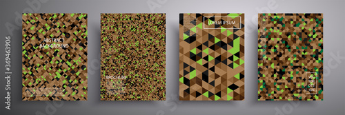 Vector illustration of a bright cover with graphic geometric elements. Colorful halftone gradients. Collection of templates for brochures, posters, banners, flyers and cards.
