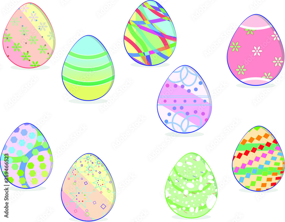 colorful Easter egg design vector that looks beautiful and randomly arranged, and various patterns and sizes as well as slope