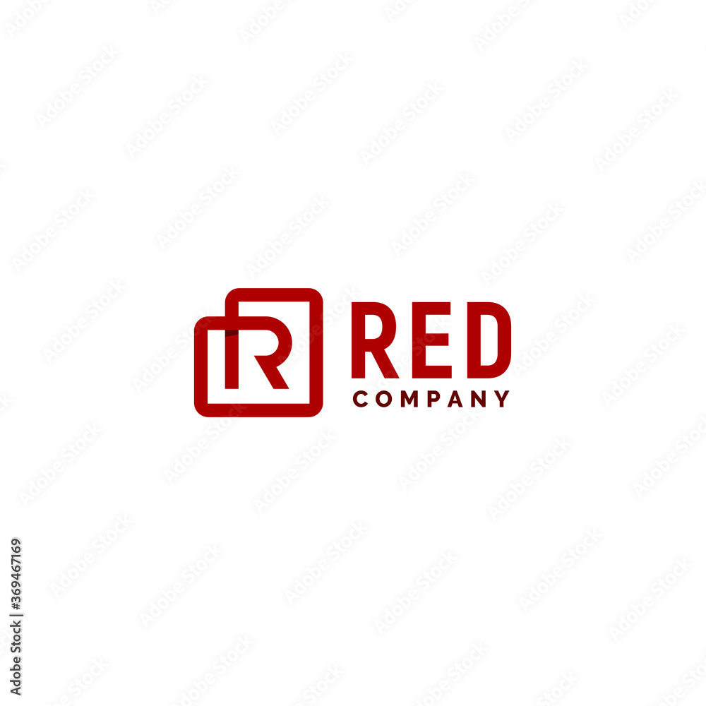 Initial Letter R with simple square line logo design