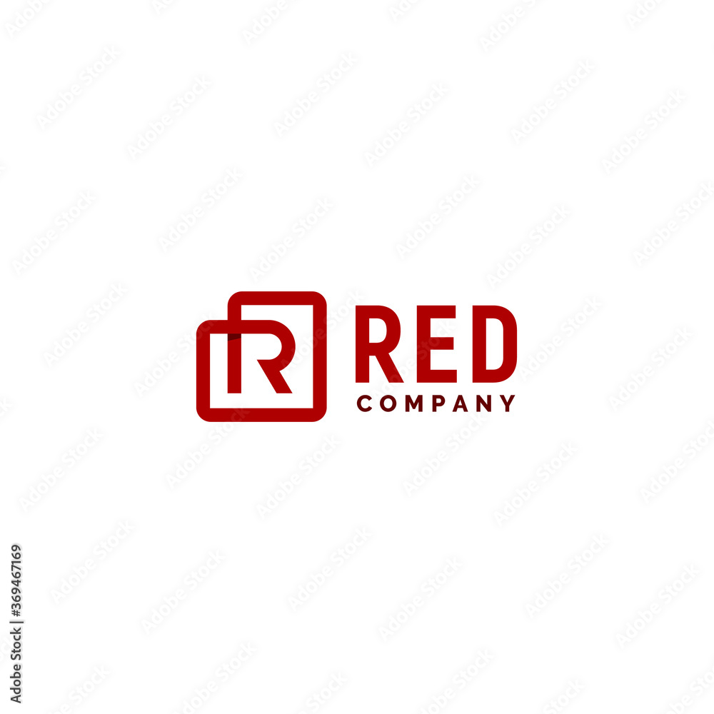 Initial Letter R with simple square line logo design Initial Letter R with simple square line logo design