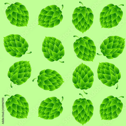 Oktoberfest hop pattern background, vector art illustration.