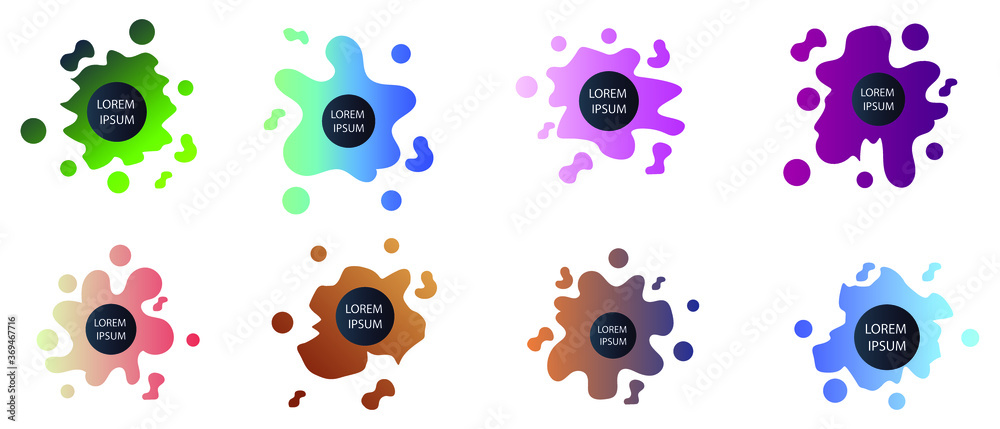 Obraz premium Set of modern abstract vector banners. Multicolor flat geometric shapes. Geometric gradient figures, trendy dynamic elements.