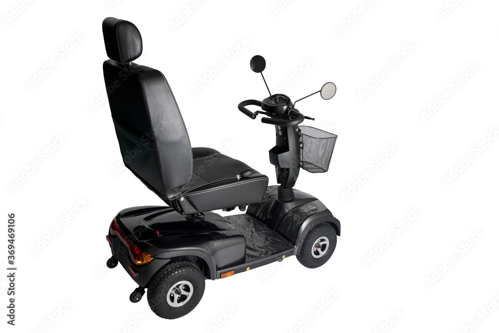 Electric scooter for disabled or elderly isolated on white background - rear view