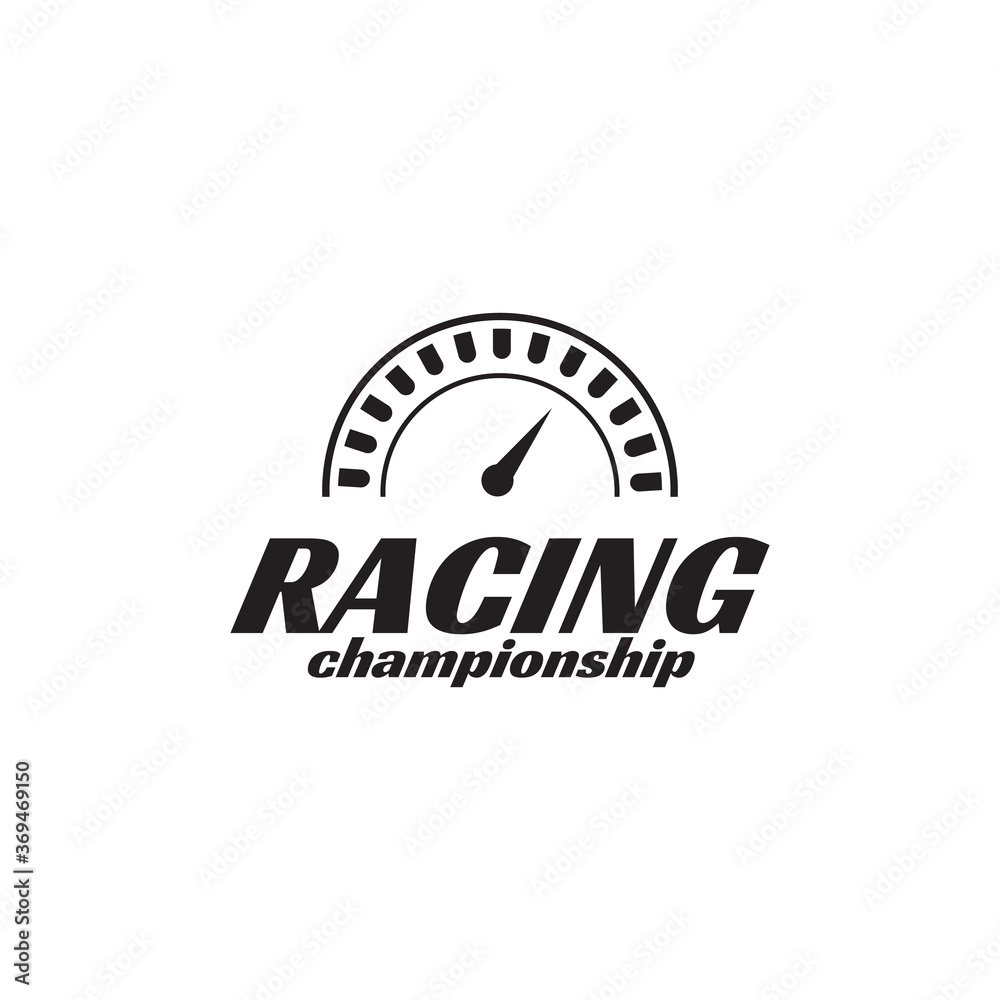 Fototapeta premium Racing championship logo design incorporated with speedometer icon
