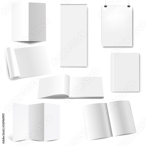 Wallpaper Mural Empty Roll Up Set Banners Isolated White Background With Gradient Mesh, Vector Illustration Torontodigital.ca