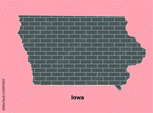 Bricked texture map of United State Lowa Isolated on Light Brown background - vector illustration EPS 10 photo