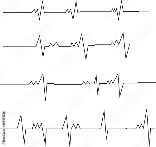 Black lines heart rate pulse electrocardiogram vector illustration