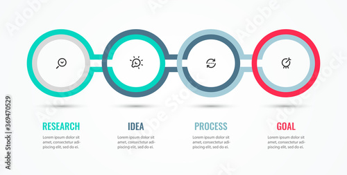 Vector Infographic design with 4 options or steps. Infographics for business concept. Can be used for presentations banner, workflow layout, process diagram, flow chart, info graph