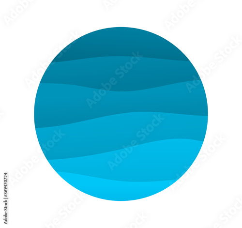 Sea waves round water emblem.