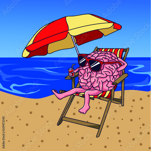 artwork illustration bain relaxing in beach premium vector Fototapet