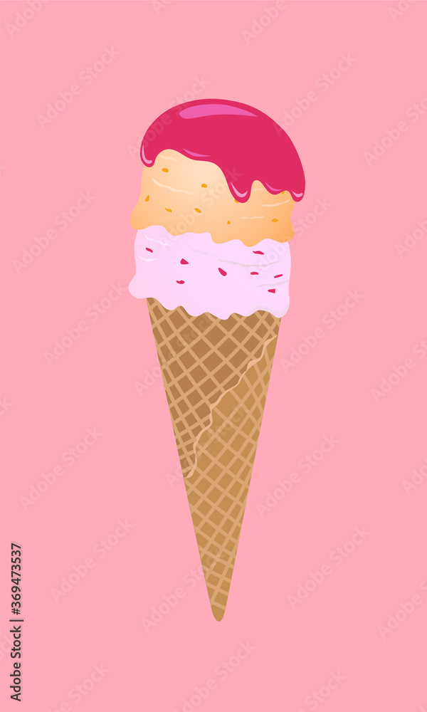 Double ice cream. Concept illustration for poster, sticker, social networks, print, postcard. Double ice cream. Concept illustration for poster, sticker, social networks, print, postcard.