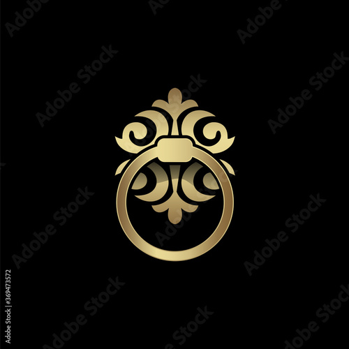 Golden knocker ring, vector illustration