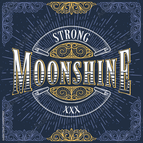 Moonshine vintage decorative ornate label design