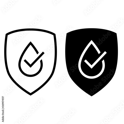 waterproof vector icon set, water resistant illustration sign collection, checkmark symbol.