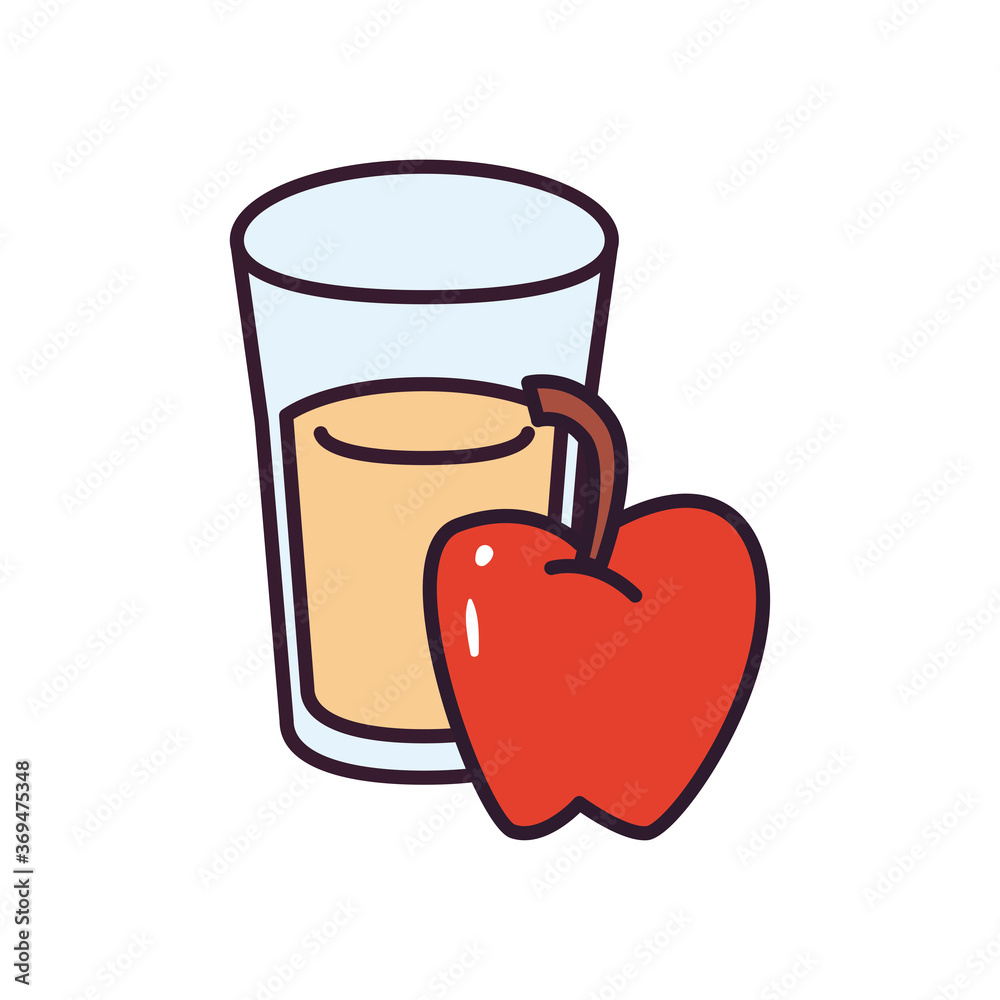 apple with juice glass line and fill style icon vector design apple with juice glass line and fill style icon vector design