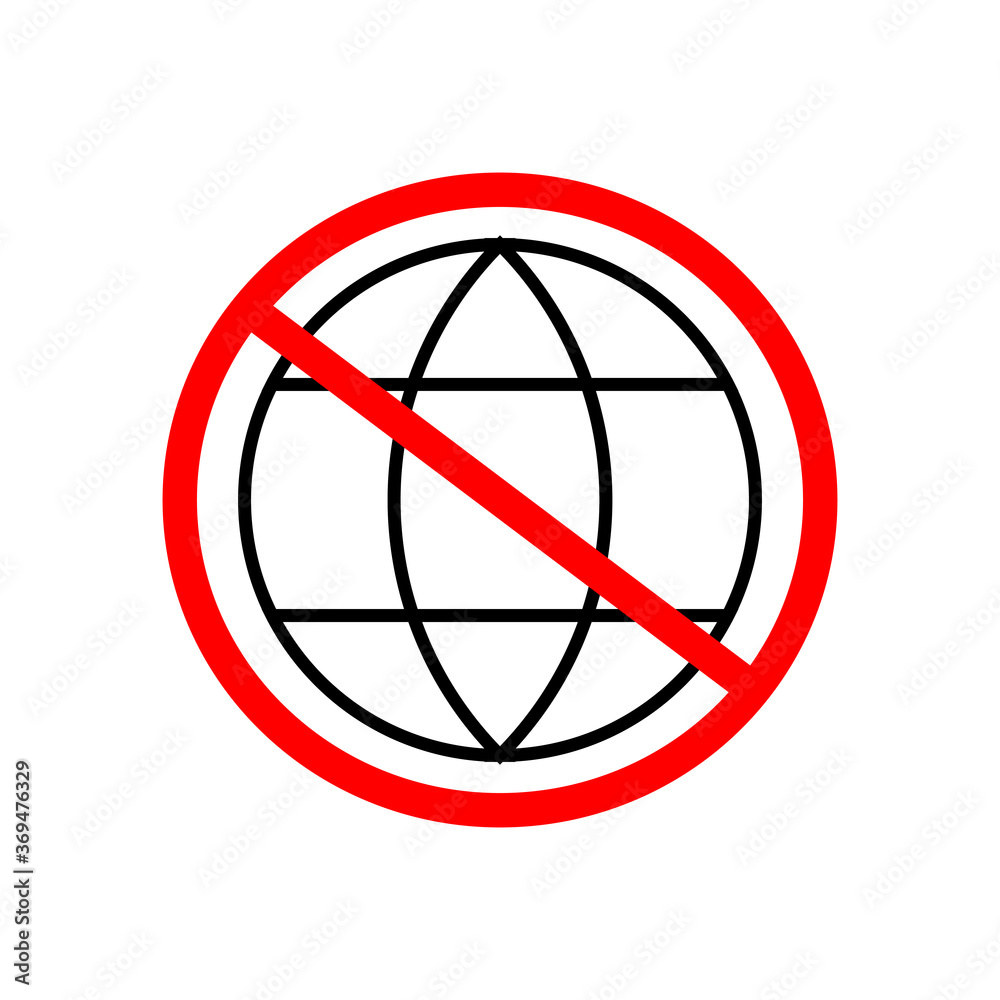 Not connected to web, not connected to internet, no internet Icon in trendy flat style, globe icon. Not Connected to Internet symbol for your web site design, logo, app, UI. Not connected to web, not connected to internet, no internet Icon in trendy flat style, globe icon. Not Connected to Internet symbol for your web site design, logo, app, UI.