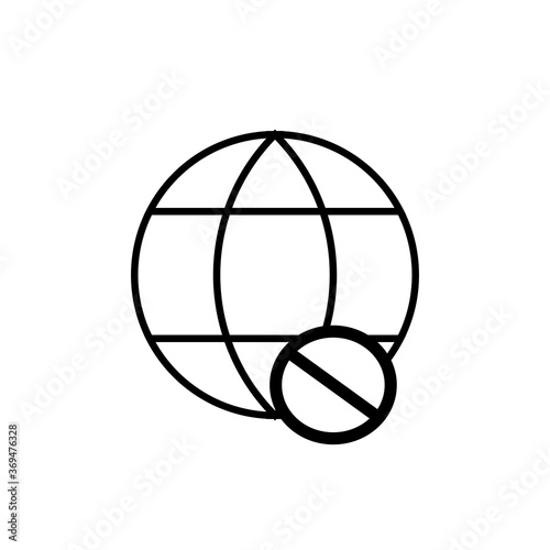Not connected to web, not connected to internet, no internet Icon in trendy flat style, globe icon. Not Connected to Internet symbol for your web site design, logo, app, UI.