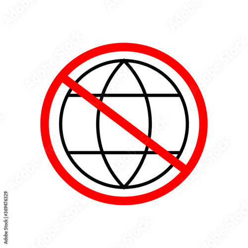 Not connected to web  not connected to internet  no internet Icon in trendy flat style  globe icon. Not Connected to Internet symbol for your web site design  logo  app  UI.