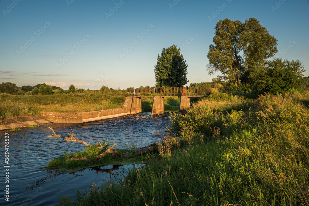 Dam over the Liwiec river near Siedlce, Masovia, Poland