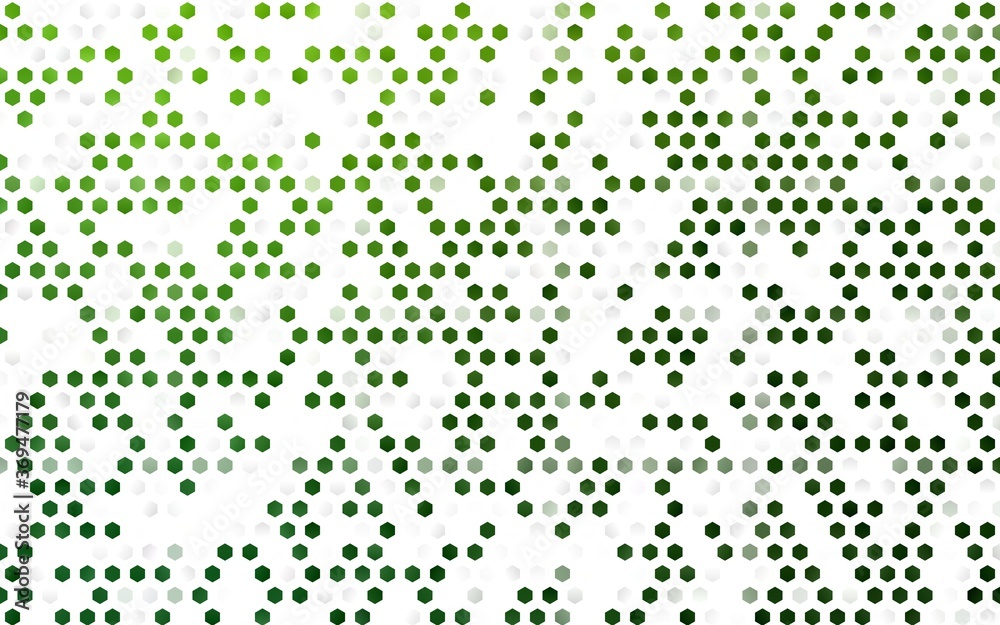 Light Green vector backdrop with hexagons. Colorful hexagons on white backdrop. Pattern can be used for landing pages.
