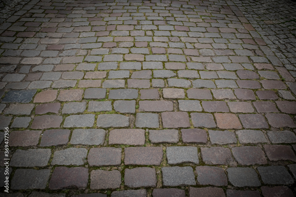 Paved surface, cobblestones from Gdansk Poland. 