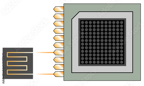 Electronics device. microprocessor unit or microchip with its antenna. Embedded node for IoT.