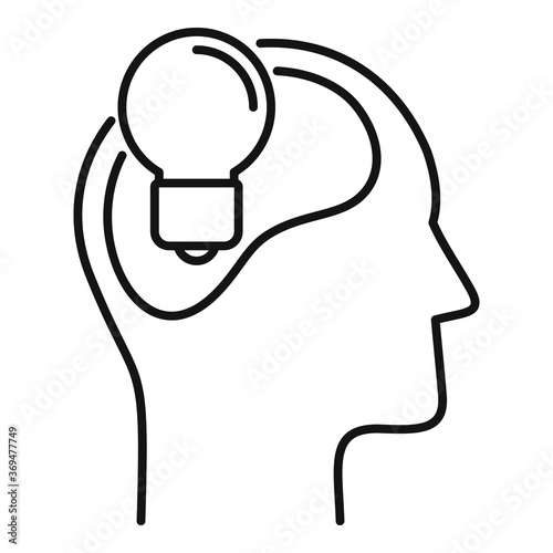 Bulb idea neuromarketing icon. Outline bulb idea neuromarketing vector icon for web design isolated on white background
