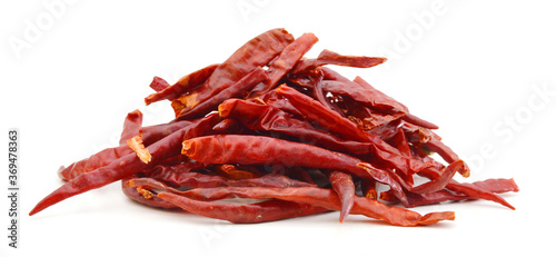 Photography dry red pepper on white background