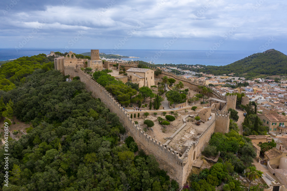 the castle and town of Capdepera Mallorca