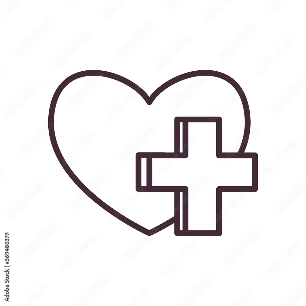 heart with cross line style icon vector design heart with cross line style icon vector design