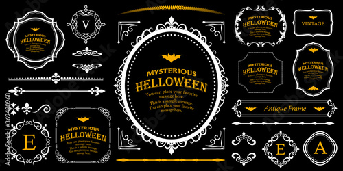 ハロウィンのフレーム素材、ハッピーハロウィン、パーティー、イベント、装飾素材、ビンテージ、アンティーク、ゴージャス、ラグジュアリー
