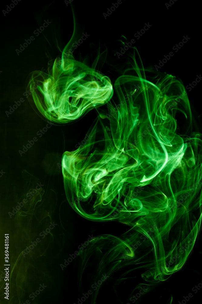 Green smoke motion on black background. Green smoke motion on black background.
