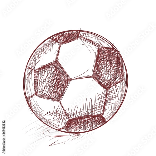 Football. Sports paraphernalia. Hand drawing with strokes. sketch. vector. Design drawn with brown pencils on a white background
