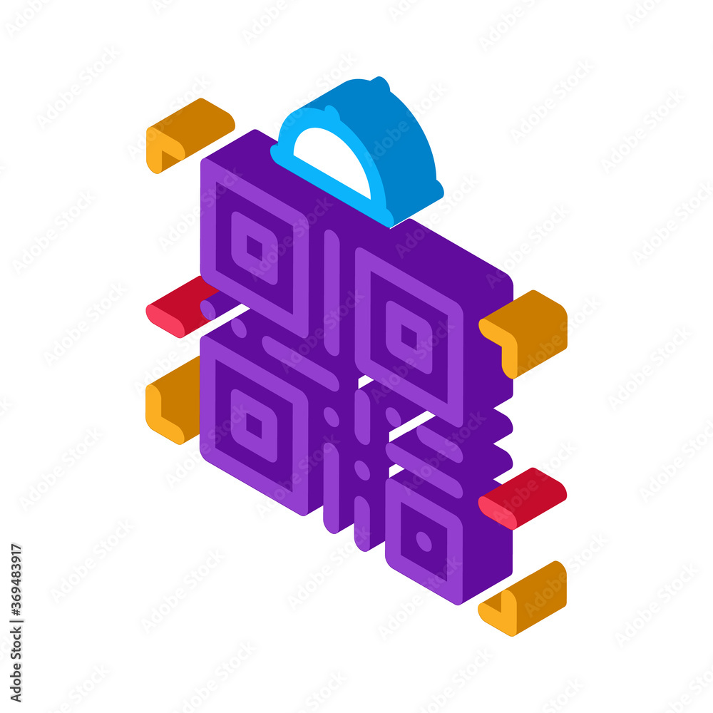 food delivery bar code icon vector. isometric food delivery bar code sign. color isolated symbol illustration