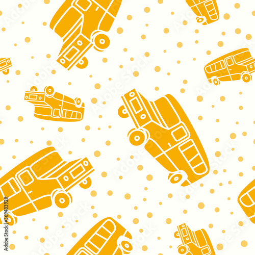 Wrapping paper - Seamless pattern of School Bus for vector graphic design