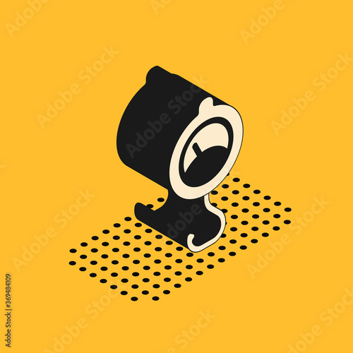 Isometric Spring scale icon isolated on yellow background. Balance for weighing. Determination of weight. Vector.