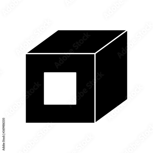 3d cube icon, silhouette style