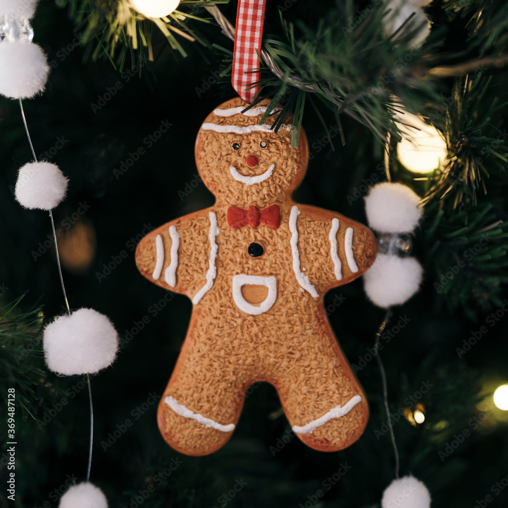 Ginger bread man ornament of a Christmas tree