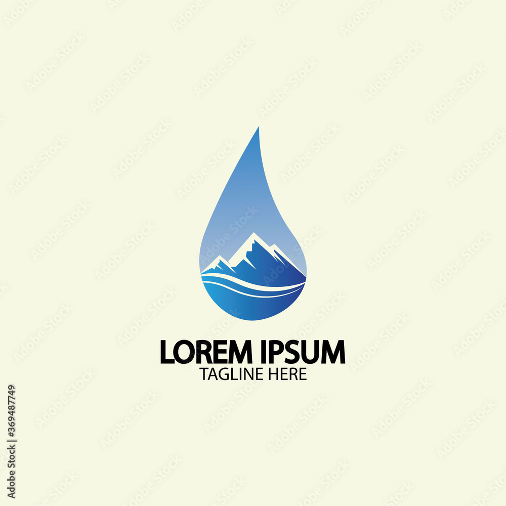 Water drop with mountain river icon Logo vector illustration for water business stock illustration Water drop with mountain river icon Logo vector illustration for water business stock illustration