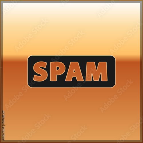 Black Spam icon isolated on gold background. Vector.