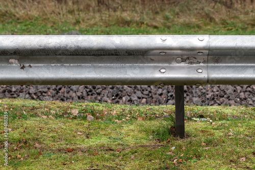 Metal guardrail mounted on a highway