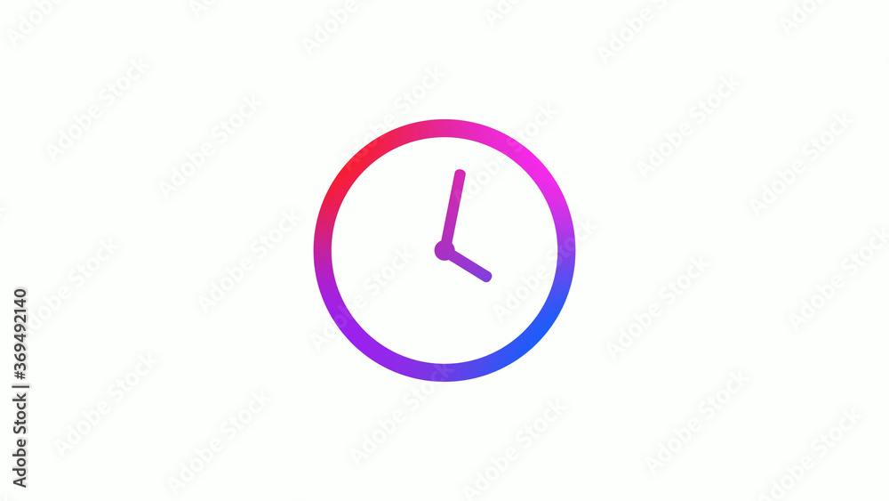 New 4 color gradient 12 hours clock icon on white background New 4 color gradient 12 hours clock icon on white background