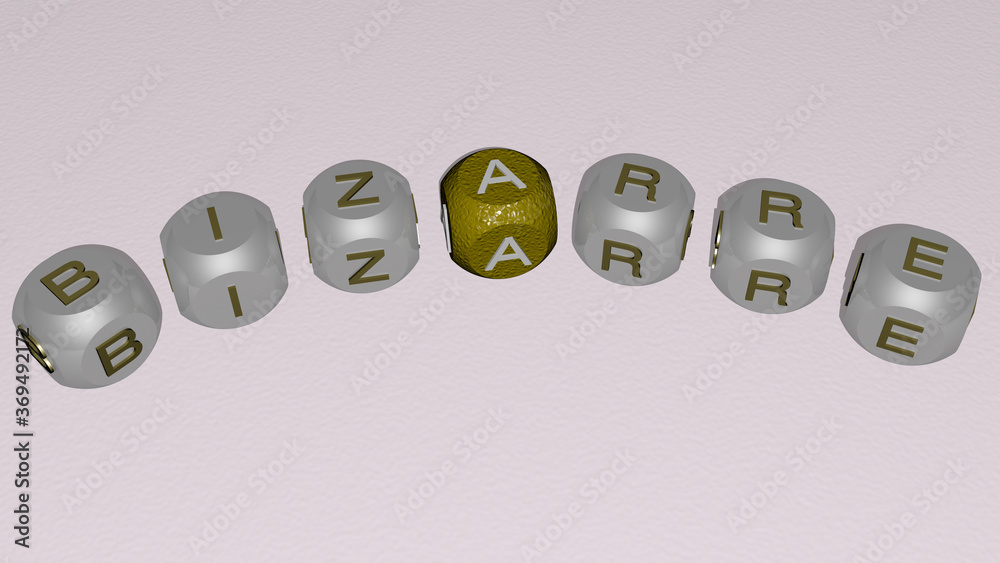 combination of BIZARRE built by cubic letters from the top perspective, excellent for the concept presentation. illustration and background combination of BIZARRE built by cubic letters from the top perspective, excellent for the concept presentation. illustration and background