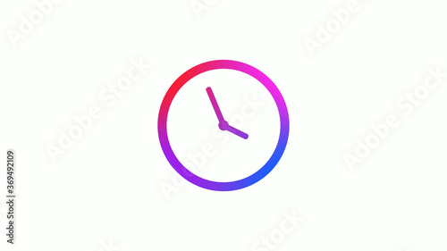 New 4 color gradient 12 hours clock icon on white background