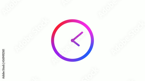 New 4 color gradient 12 hours clock icon on white background