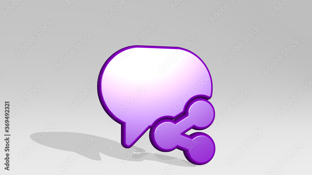 messages bubble share made by 3D illustration of a shiny metallic sculpture with the shadow on light background. concept and communication messages bubble share made by 3D illustration of a shiny metallic sculpture with the shadow on light background. concept and communication