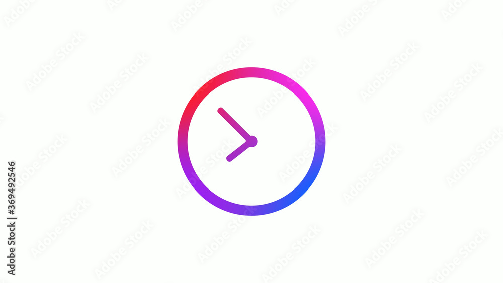 4 color gradient counting down clock icon on white background 4 color gradient counting down clock icon on white background