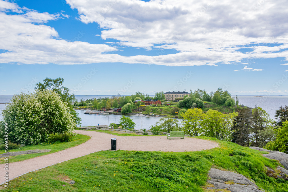 View of The Kaivopuisto park and Harakka island on the background, Helsinki, Finland