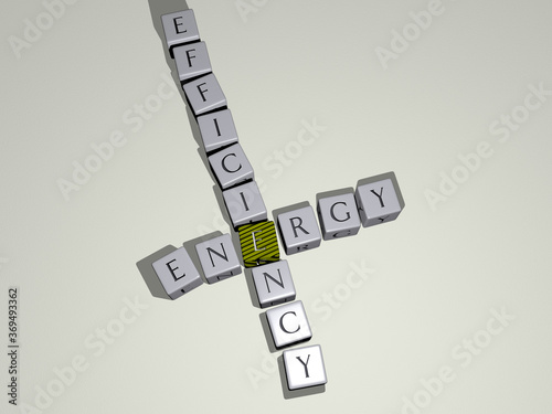 combination of ENERGY EFFICIENCY built by cubic letters from the top perspective, excellent for the concept presentation. background and illustration