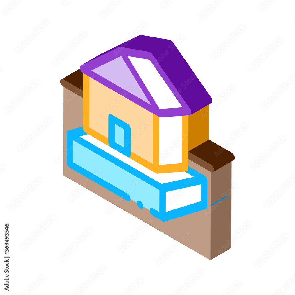 house on foundation icon vector. isometric house on foundation sign. color isolated symbol illustration house on foundation icon vector. isometric house on foundation sign. color isolated symbol illustration